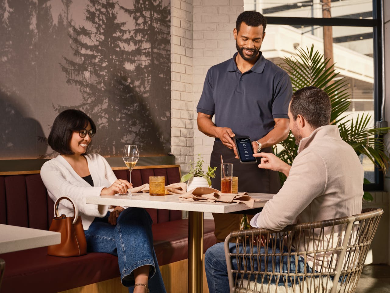 Casual dining with a digital payment system, enhancing guest experience and modern restaurant management.